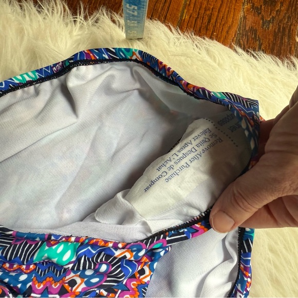 Swim Solutions One Piece Swimsuit Blue Orange Purple Print Size 8 NWT - Picture 4 of 7